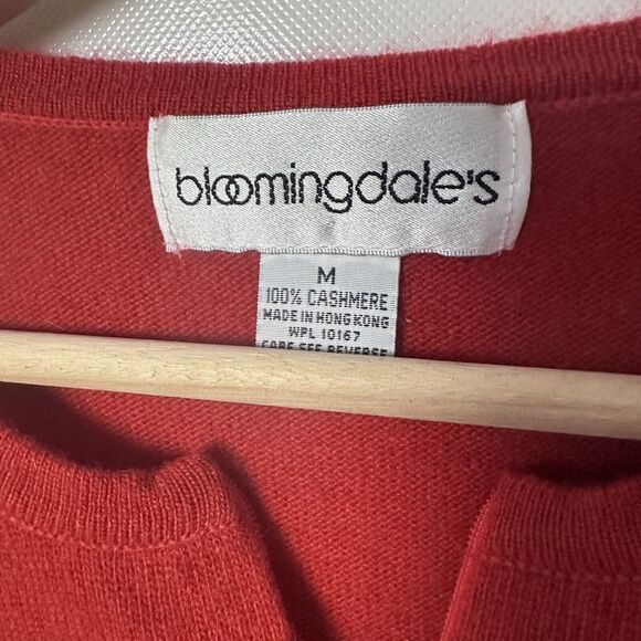 Bloomingdales Sweater Womens Orange Zip Neck Cashmere Pumpkin Fall Luxurious M - Picture 3 of 5